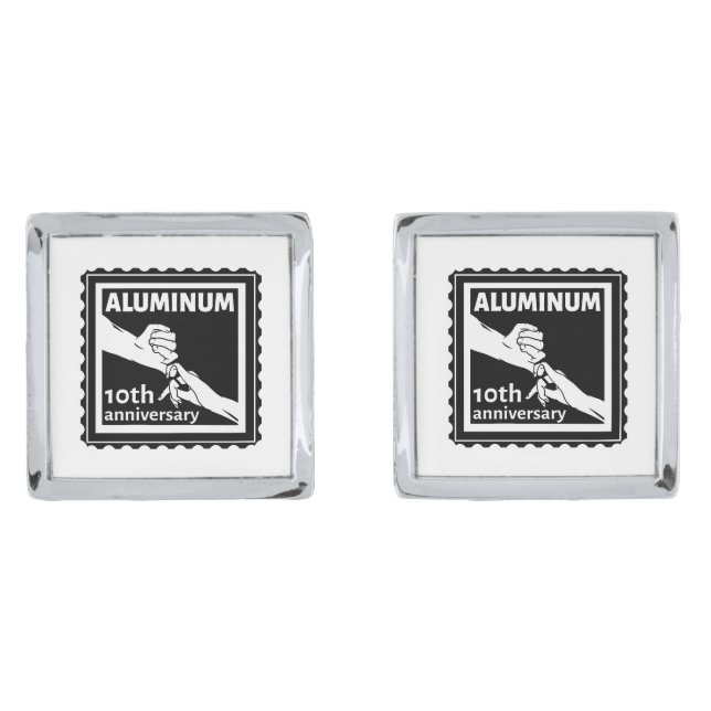 ALUMINUM traditional 10th wedding anniversary gift Cufflinks (Front)