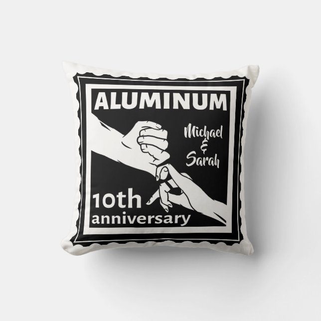 ALUMINUM traditional 10th wedding anniversary gift Throw Pillow (Front)