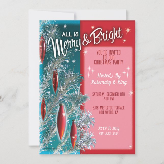 Aluminum Tree Christmas Party Invitations (Front)