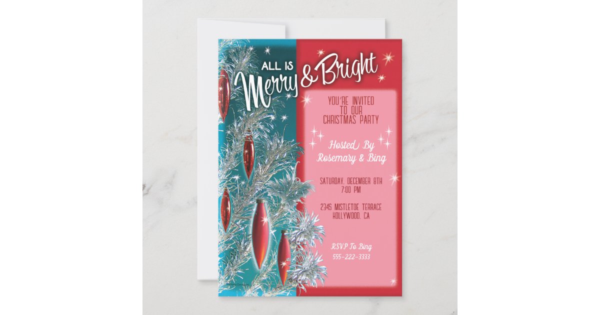 Aluminum Tree Christmas Party Invitations Zazzle