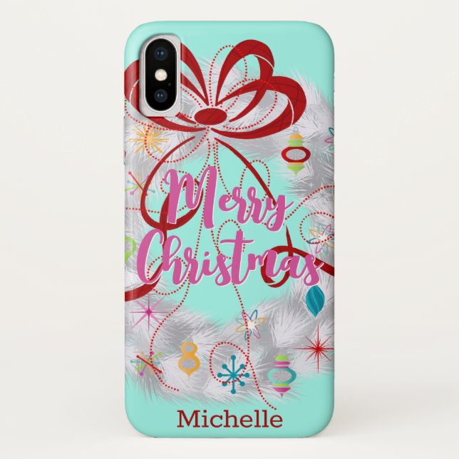 Aluminum Wreath Retro Christmas  Case-Mate iPhone Case (Back)