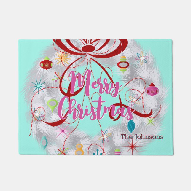Aluminum Wreath Retro Christmas Doormat (Front)