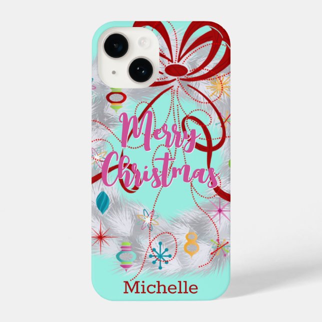 Aluminum Wreath Retro Christmas iPhone Case (Back)