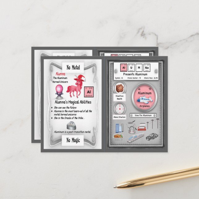 Alumna - Aluminum Horn Unicorn Game Card (Front/Back In Situ)