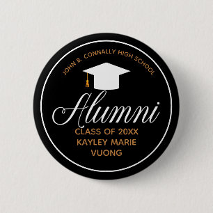 Alumni Black Gold High School Reunion Name Tag Button