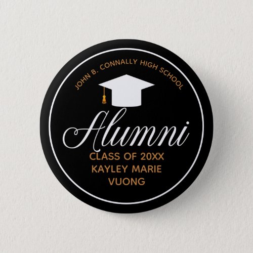 Alumni Black Gold High School Reunion Name Tag Button
