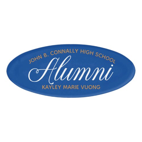 Alumni Blue Gold High School Custom Name Tag