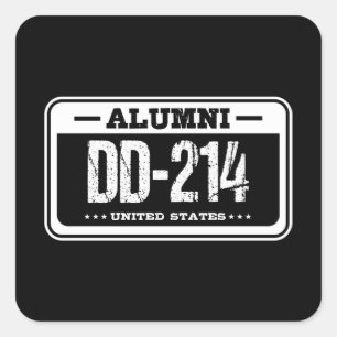ALUMNI DD214 UNITED STATES American Veteran Gift Square Sticker