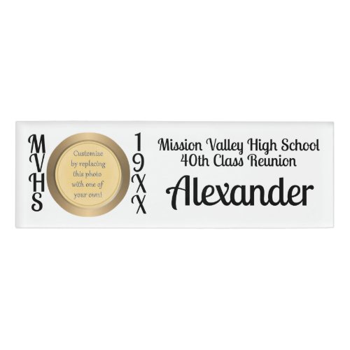 Alumni High School Reunion Photo Name Tag