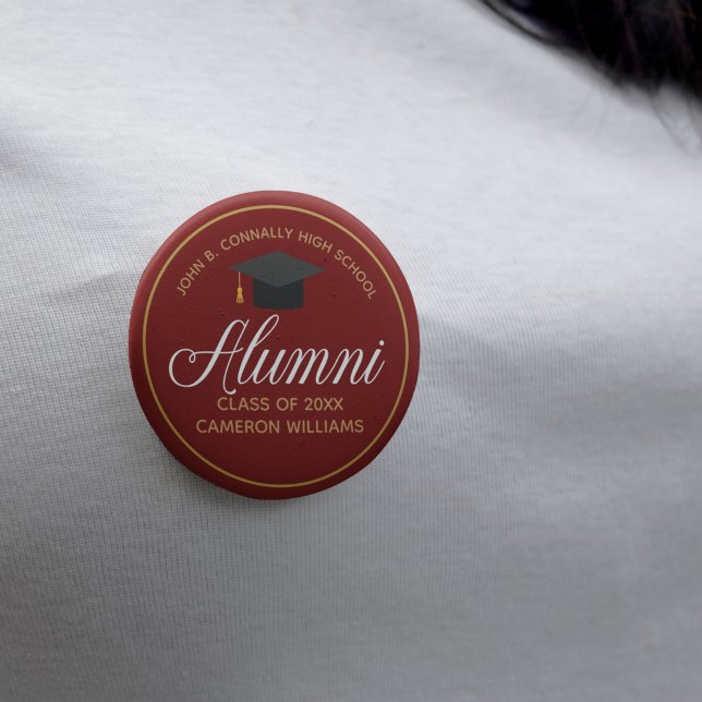 Alumni Maroon Gold High School Custom Name Tag Button (Creator Uploaded)