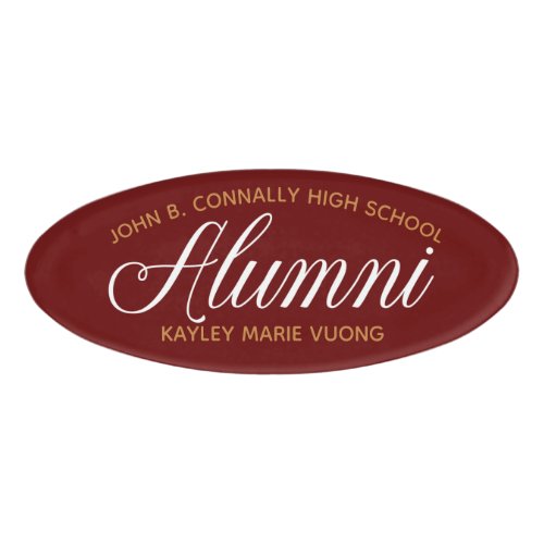Alumni Maroon Gold High School Reunion Custom Name Tag