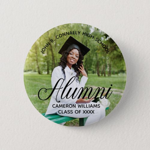 Alumni Photo High School Reunion Custom Name Tag Button