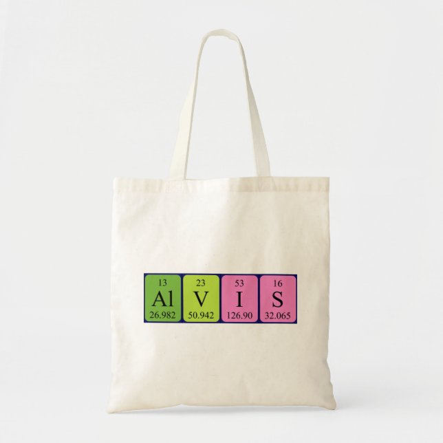 Alvis periodic table name tote bag (Front)