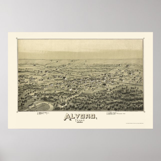 Alvord, TX Panoramic Map - 1890 Poster (Front)