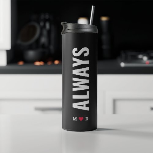 Always 4 Photo Collage Valentines Day Gift Black Thermal Tumbler