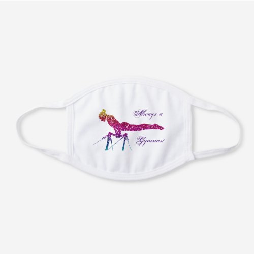 Always a Gymnast _ Gymnastics Glitter White Cotton Face Mask