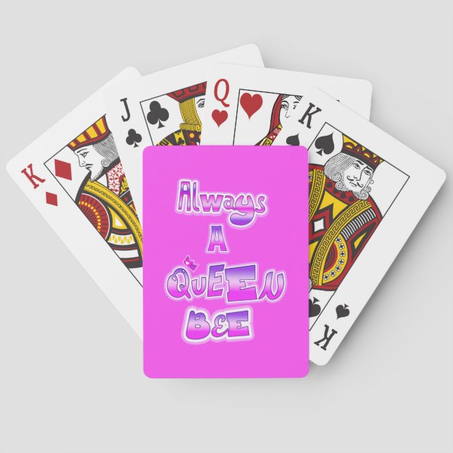 Always a queen bee hot pink poker cards (Back)