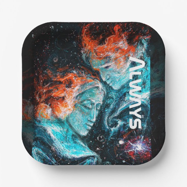 Always Across the Space Nebula Couple Paper Plates (Front)