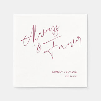 Always and Forever Berry Ampersand Script Wedding Napkins