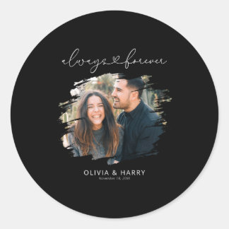 Always And Forever Couple Photo Classic Round Sticker