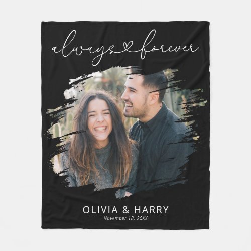 Always and Forever Couple Wedding Photo Fleece Blanket