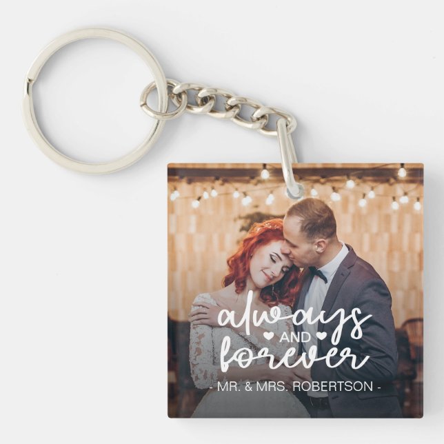 Always and forever custom wedding photo keychain (Front)