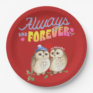Always And Forever Cute Owls in Love    Paper Plates