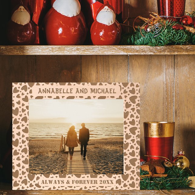 Always And Forever Love Hearts Couple Photo 10x8 Engraved Frames (In Situ)