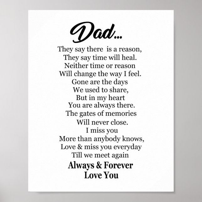Always and Forever Love You Dad Poster (Front)