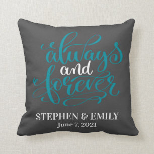 Always and Forever Monogrammed Couples Throw Pillow