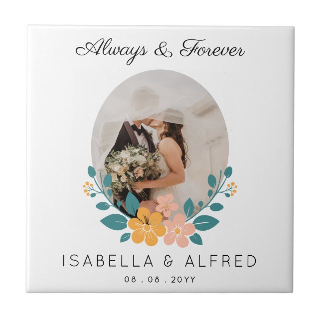 Always and Forever Personalized Wedding Ceramic Tile (Front)