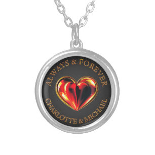 Always And Forever Red Love Heart Soul Mate Silver Plated Necklace