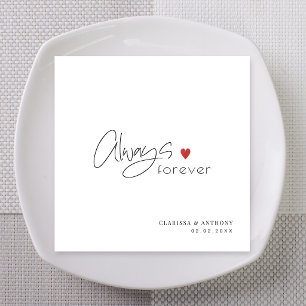Always and Forever Script Wedding Custom Names Napkins