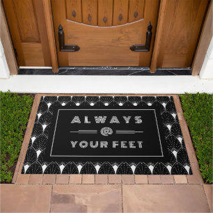 Always at Your Feet Text, Art-deco Pattern Doormat