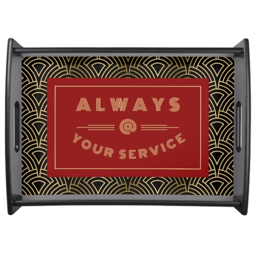 Always at Your Service Gold Art Deco Pattern Serving Tray