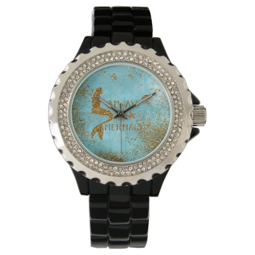 Always be a mermaid_ gold glitter mermaid vision watch