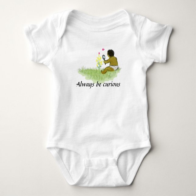 Always be curious baby bodysuit (Front)