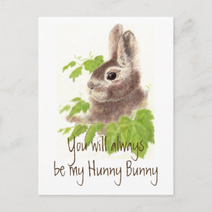 Always be my Hunny Bunny Rabbit, Glass Postcard