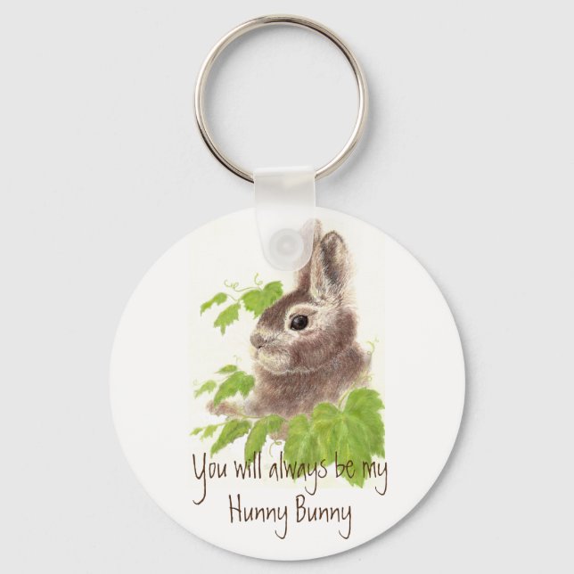 Always be my Hunny Bunny Rabbit Quote Keychain (Front)