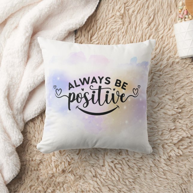 Always Be Positive Purple Yellow  Throw Pillow (Blanket)