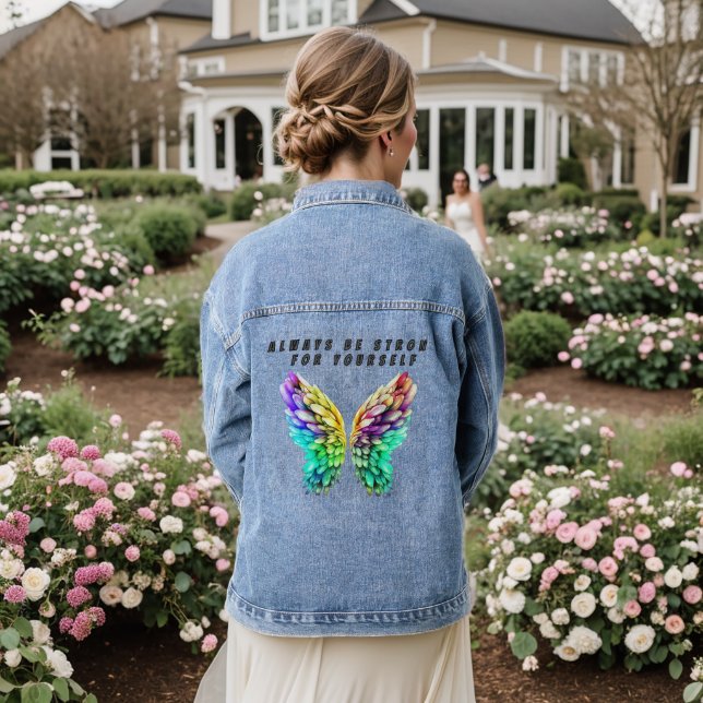 always be strong for yourself denim jacket (Wedding Back)