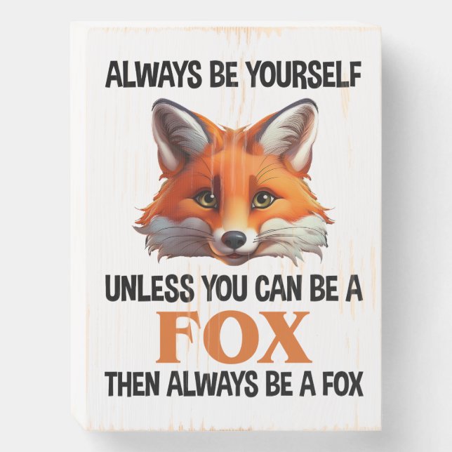 Always Be Yourself Unless You Can Be A Fox Wooden Box Sign (Front Vertical)