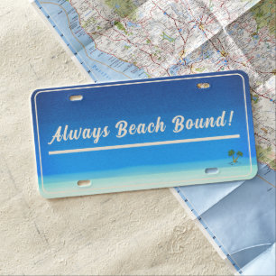Always Beach Bound! Palm Tree Blue Midnight License Plate