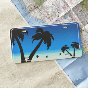 Always Beach Bound! Palm Tree Midnight Blue License Plate