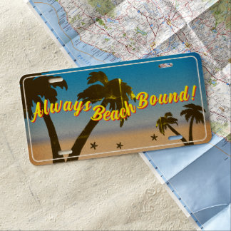 Always Beach Bound! Palm Tree Yellow License Plate