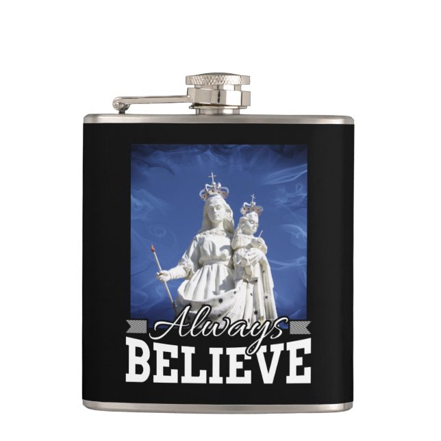 Always Believe Mary Baby Jesus Christmas Quote Flask (Front)