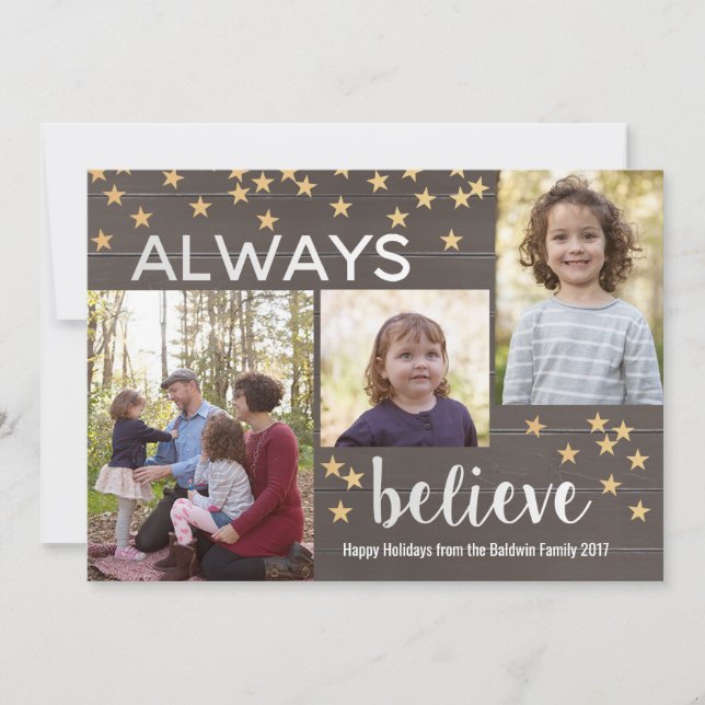 Always Believe Personalized Christmas Photo Card (Front)