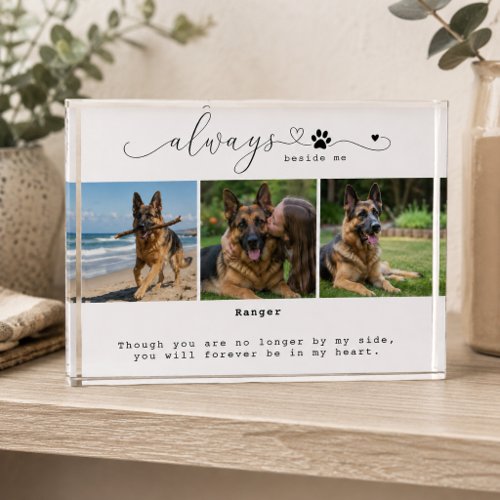 Always Beside Me White Pet Memorial Three Photo Block