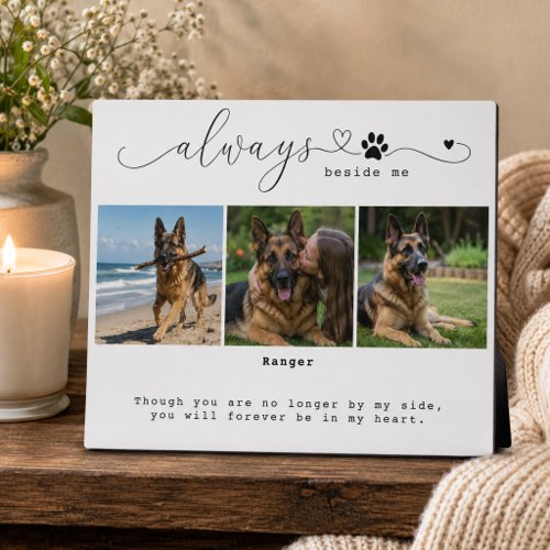 Always Beside Me White Pet Memorial Three Photo Plaque
