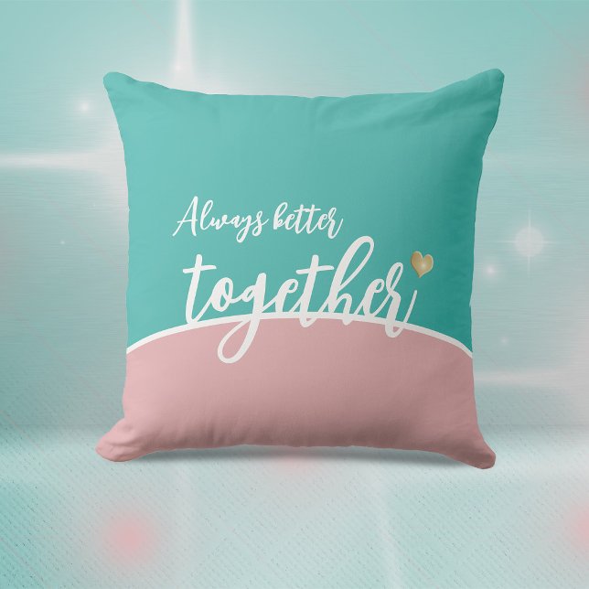 Always Better Together Golden Heart Throw Pillow (Always Better Together Golden Heart Throw Pillow ©Susanne Sachers - Sunny Mind Design)
